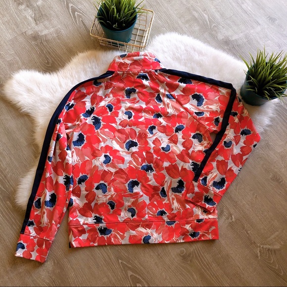 NWOT AERIE Floral Zip Up Pink Navy Track Jacket - Picture 6 of 8